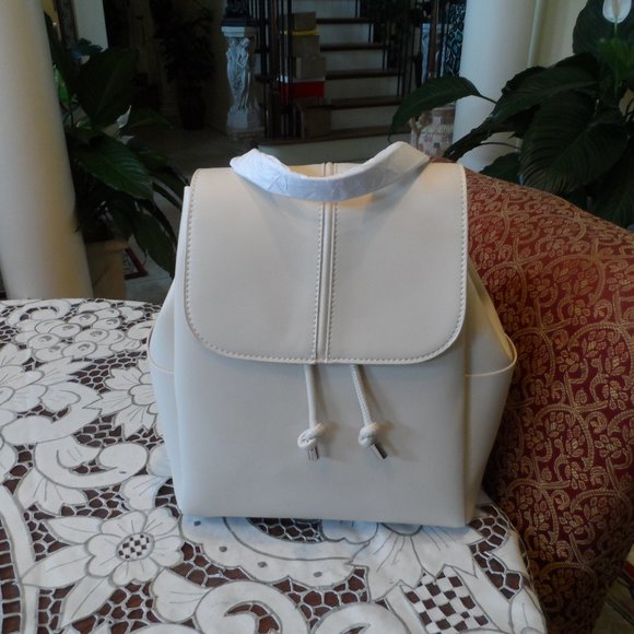 New Zara Ecru Faux Leather Medium Size Backpack main image 4